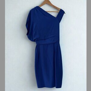 Escada Blue One Strap Drop Sleeve Dress